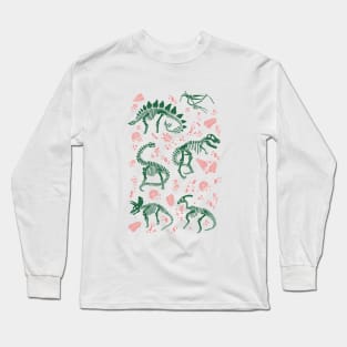 Excavated Fossils in Emerald and Rose Long Sleeve T-Shirt